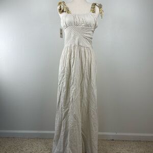 NWT Free People Linen Rayon Blend Maxi Dress Size 10